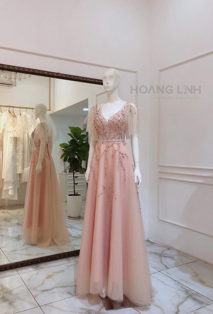 Đầm maxi dạ hội tay loe kèm ảnh thật