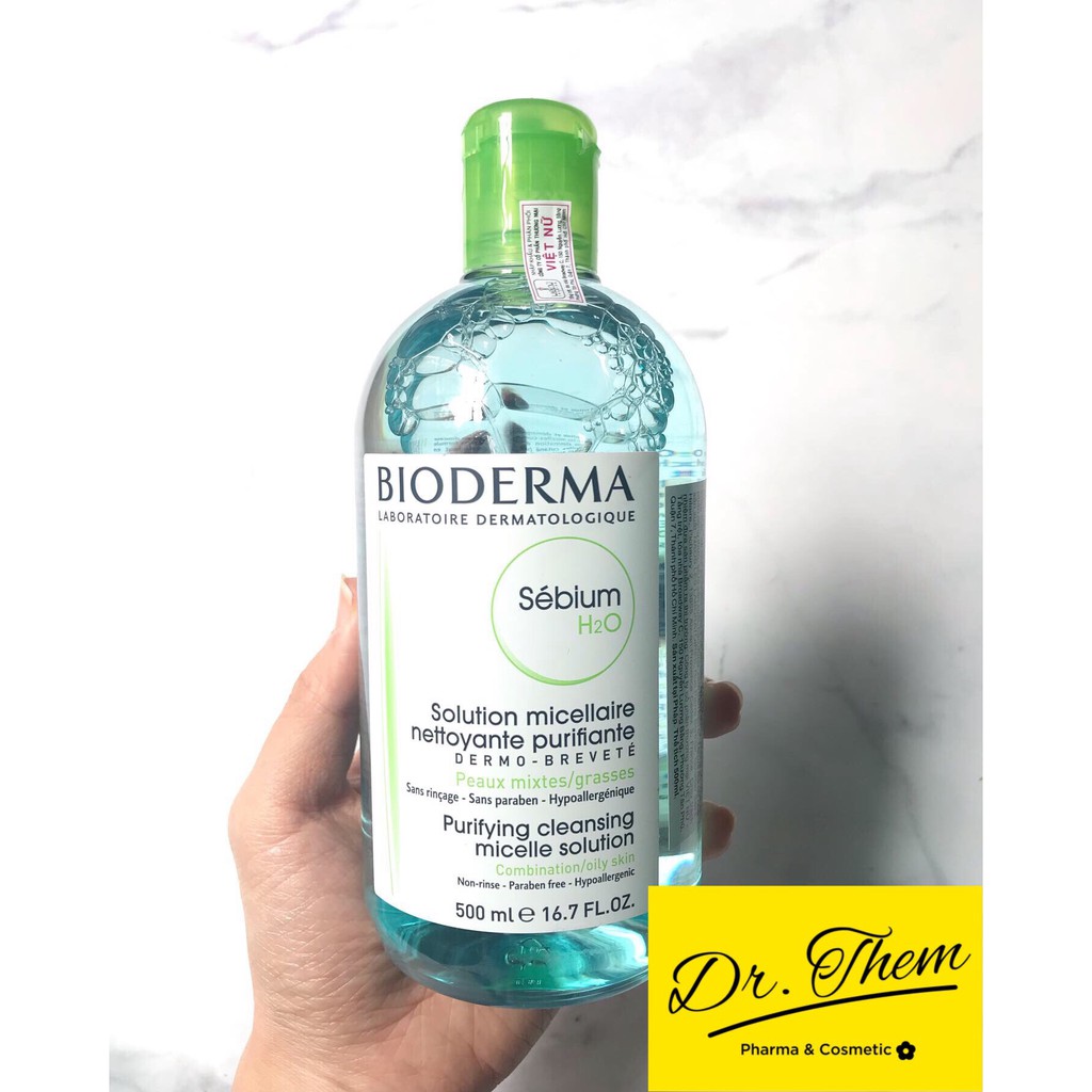 Nước Tẩy Trang Bioderma Cho Da Dầu Mụn Sébium H20 100ml - 250ml - 500ml - Chai Xanh