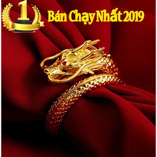 Nhẫn Nam Hình Rồng Mạ Vàng Cao Cấp Không Đen Giá Sale