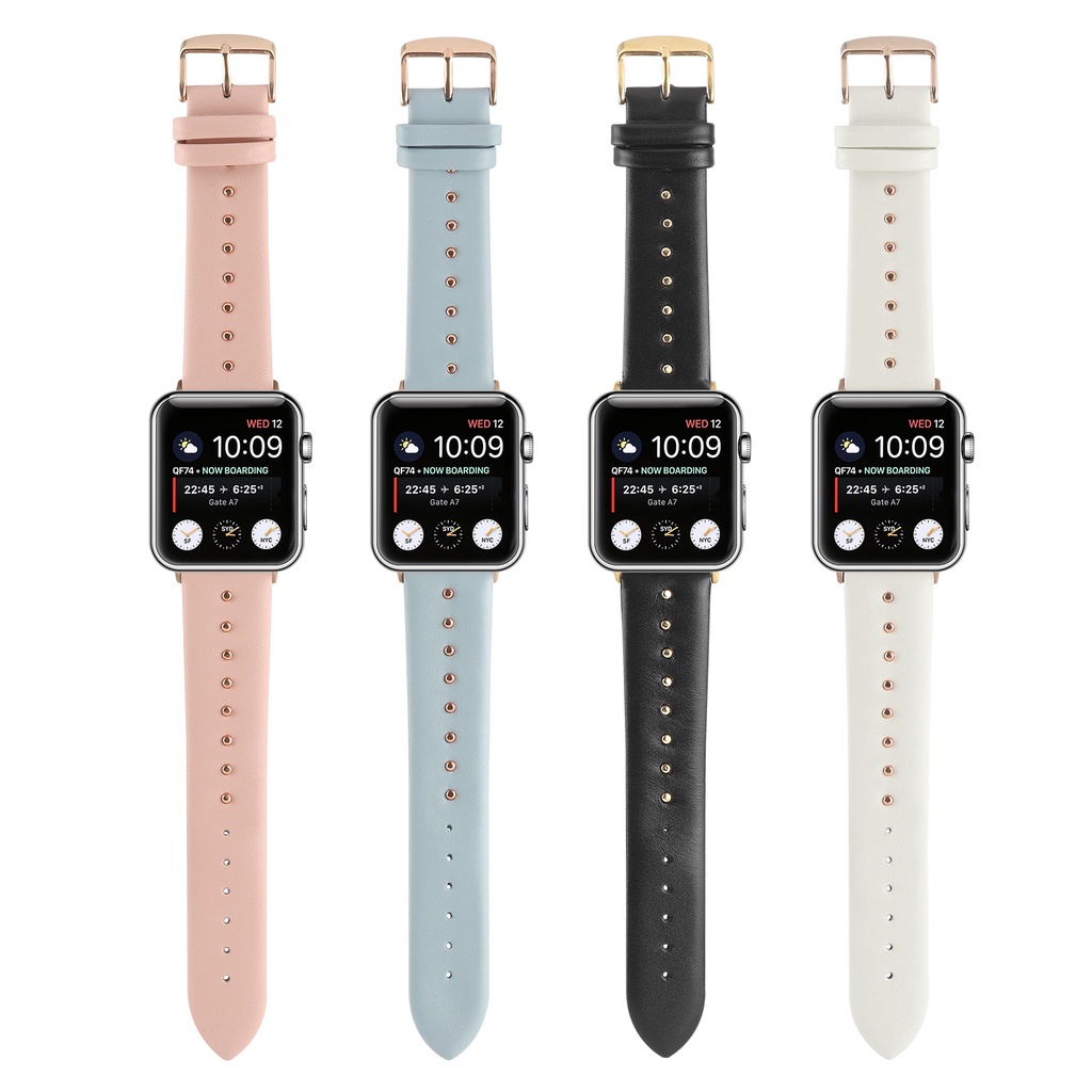 Dây Đeo Bằng Da Thật Cho Đồng Hồ Thông Minh iWatch Series 7 Se 6 5 4 3 45mm 41mm 38mm 40mm 42mm 44mm