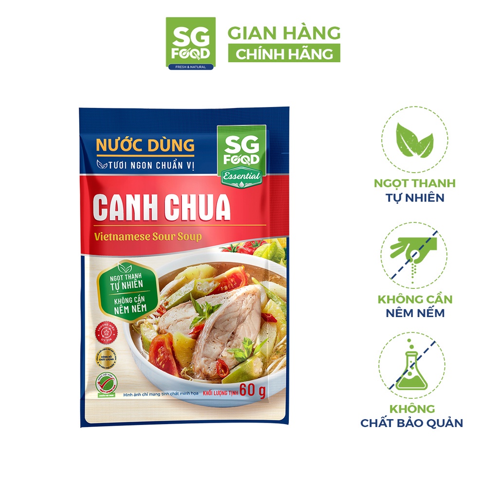 Nước dùng canh lẩu SGFOOD nhiều vị nêm nếm thức ăn thơm ngon tự nhiên 60gr CS Baby