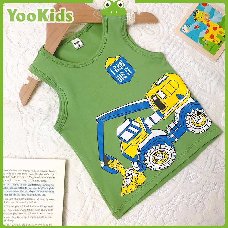 Sỉ Áo Ba Lỗ Bé Trai YOOKIDS Chất Cotton In HÌnh Oto Máy Xúc