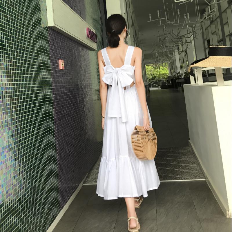Đầm trắng đi biển hở lưng size S-XL