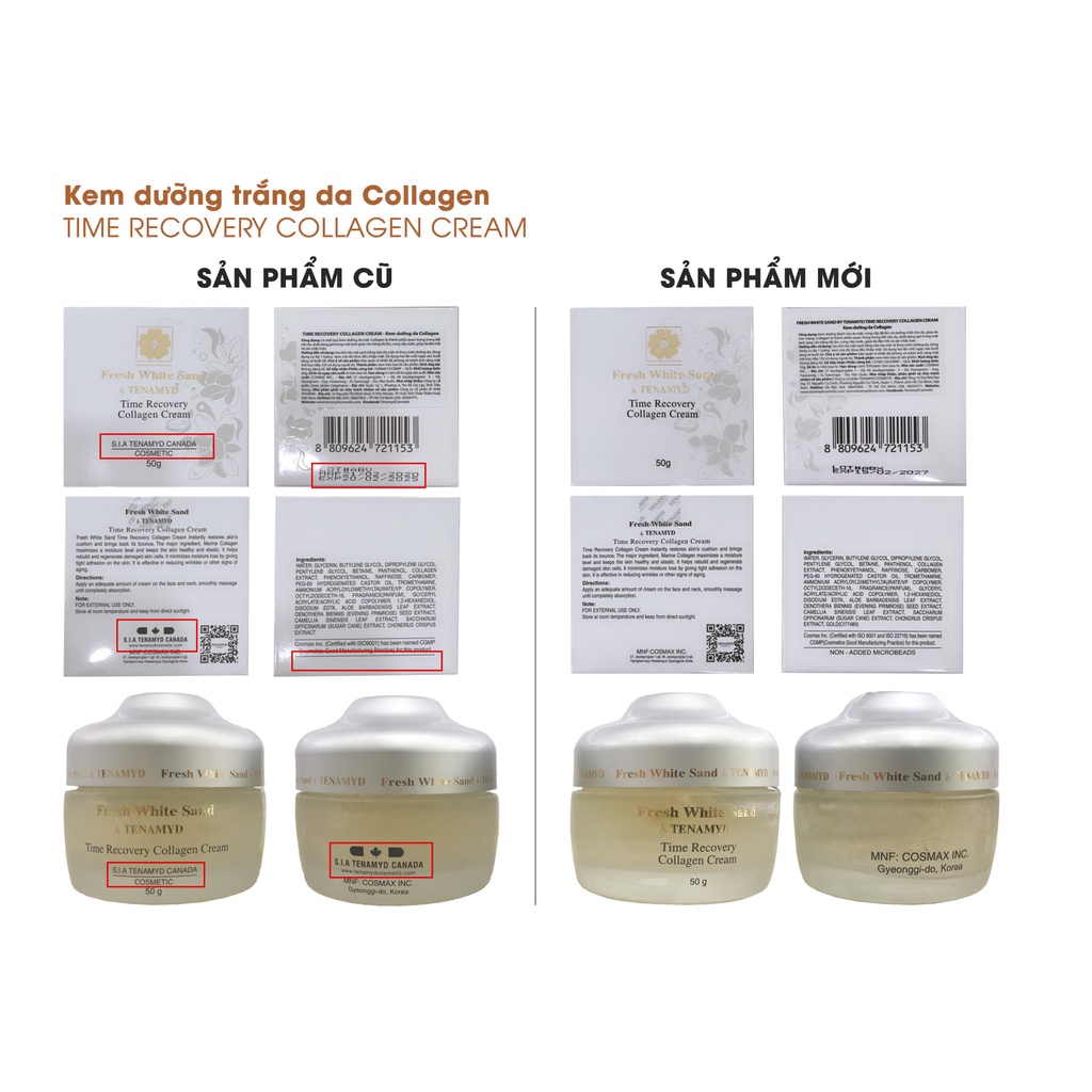 Kem dưỡng trắng da Collagen - Tenamyd - Time Recovery Collagen Cream
