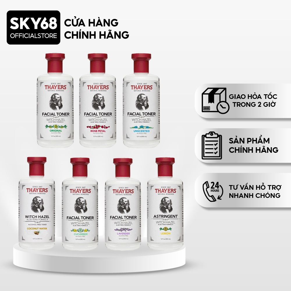 Nước Hoa Hồng Không Cồn Thayers Làm Sạch, Se Khít Lỗ Chân Lông 355Ml