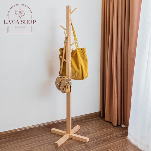 Cây treo quần áo đứng bằng gỗ thông - Standing Hanger - Kệ sào treo đồ đứng Nội thất kiểu Hàn lắp ráp