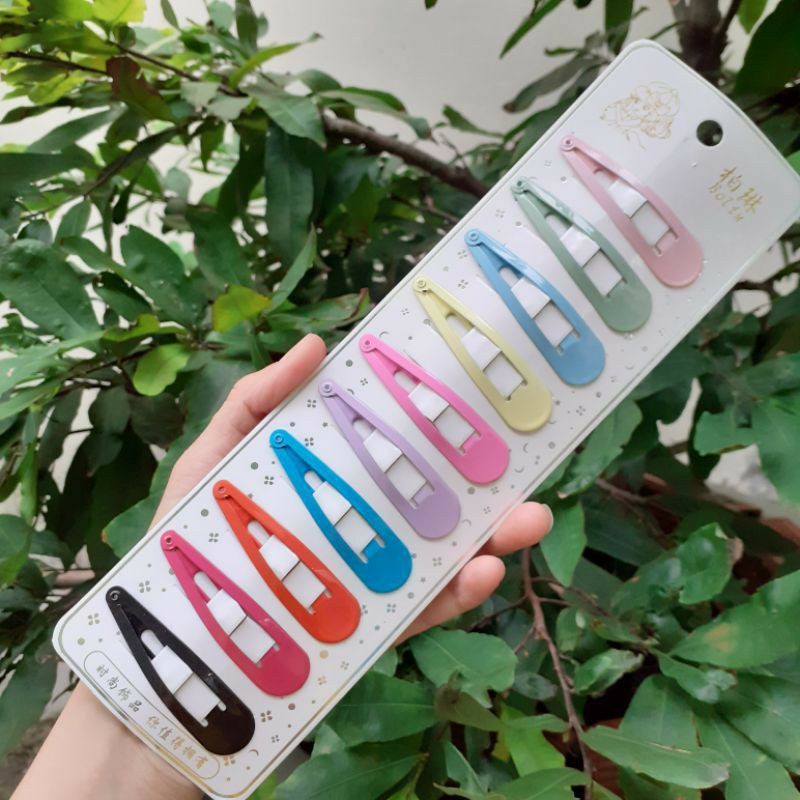 Vỉ 10 kẹp tách,kẹp bật màu phong cách Hàn Quốc