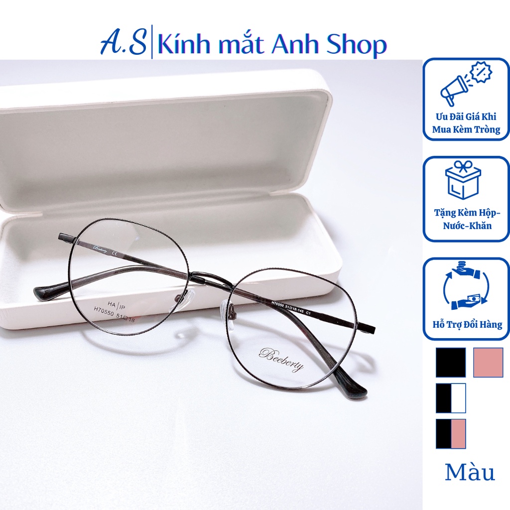 Gọng kính cận tròn thời trang chất liệu hợp kim cao cấp bền và thời trang 70550 nhận cắt cận viễn loạn