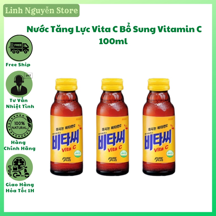 Nước Tăng Lực Vita C Bổ Sung Vitamin C 100ml - Hộp 10 Chai (có tách lẻ)