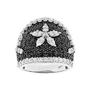 Nhẫn đính đá zircon đen phong cách retro Âu Mỹ