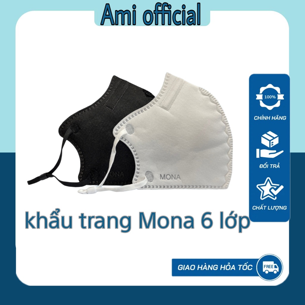 Khẩu trang N99 6 lớp Mona mask kháng khuẩn chống bụi mịn, Combo 3 chiếc - ami official