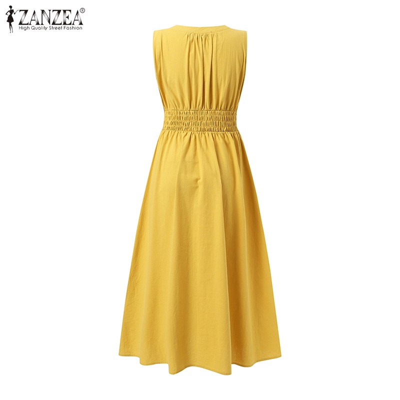 Đầm maxi ZANZEA không tay cổ chữ V thời trang dành cho nữ