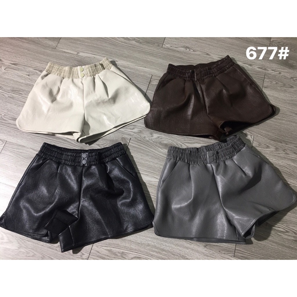 Quần short da 2 cúc Mã 677