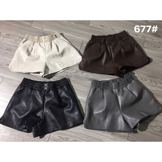 Quần Short Da 2 Cúc Mã 677 (cạp chun co giãn)