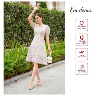 Váy đầm công sở hoa nhí tím ❤ EMDEMA ❤vải mát mịn, thoáng mát, thướt tha