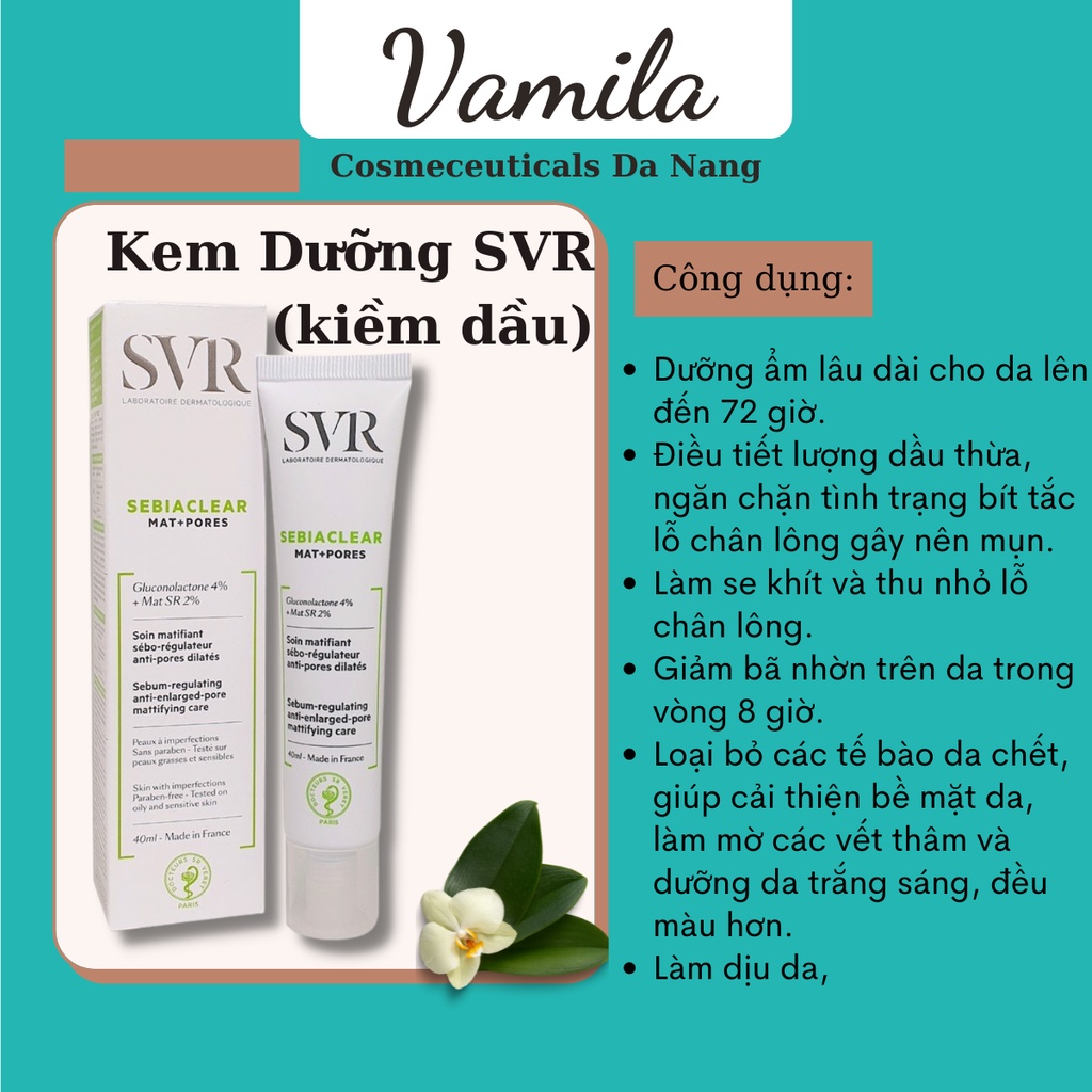 Kem Dưỡng SVR Kiềm Dầu 40ml Chính Hãng Ngừa Mụn Hiệu Quả (Niacinamide)