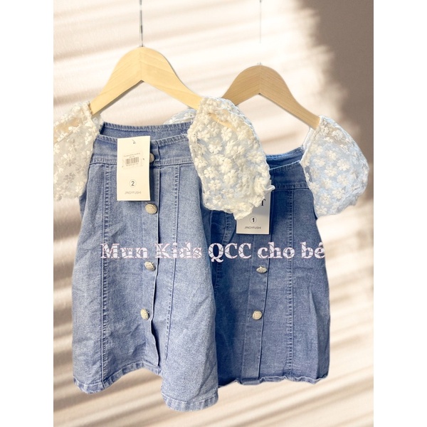 Váy bò phối tay ren phồng cho bé gái,siêu sang chảnh-Đầm jean cho bé