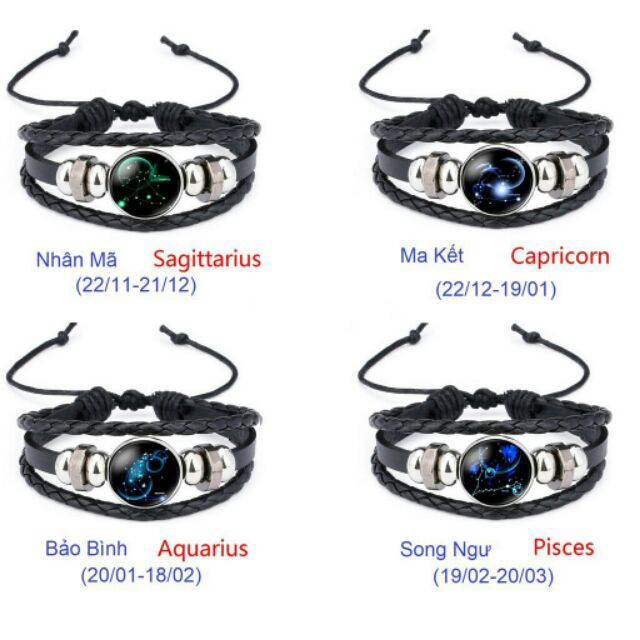 Vòng tay 3D may mắn 12 cung hoàng đạo ( kèm ảnh thật ) -vt05