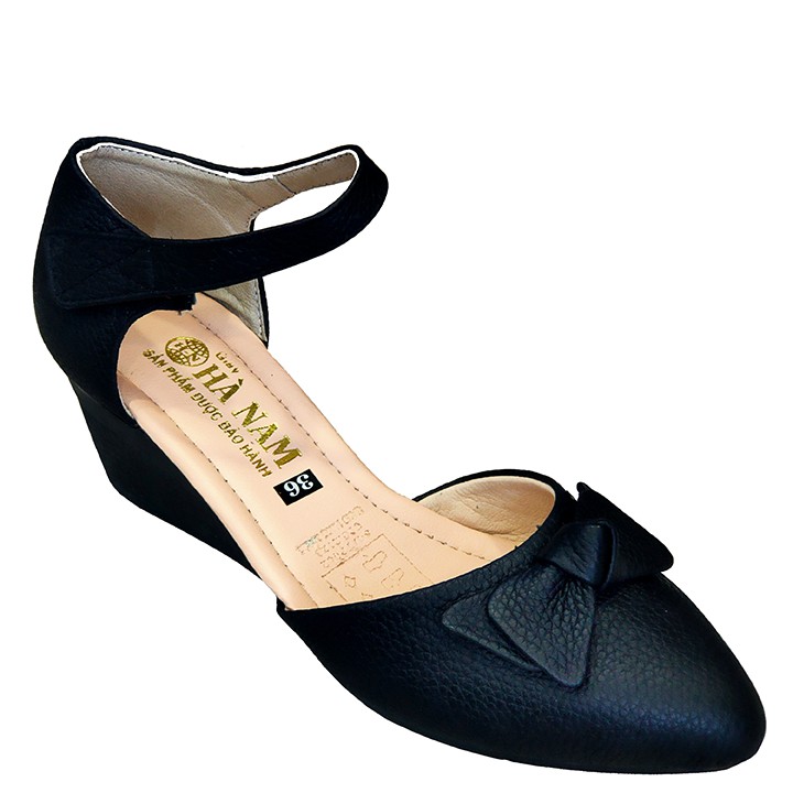 Giày sandal nữ đế xuồng 5cm HÀ NAM thời trang da bò thật cao cấp DNU2021