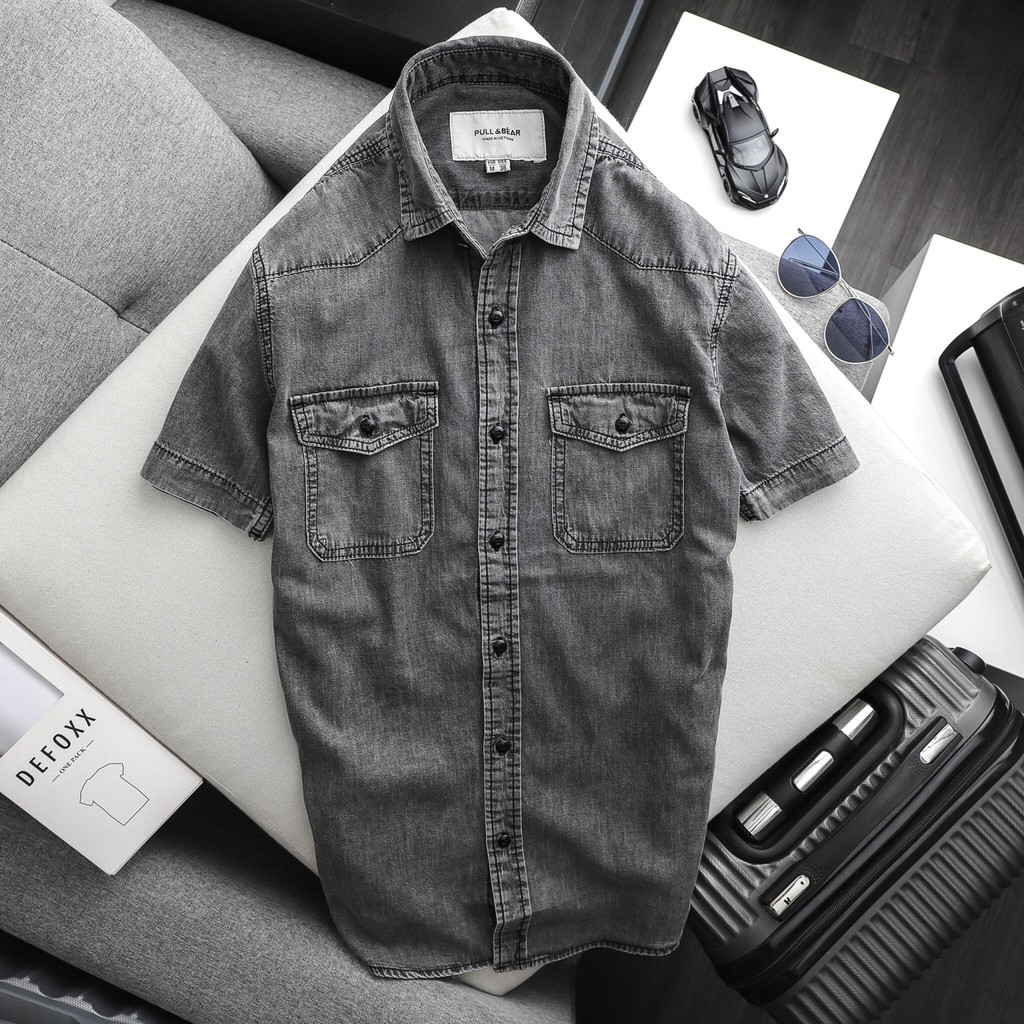 Áo sơ mi Denim PB MÀU XÁM 0828 Foxxmen