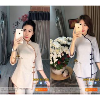 Đồ lam đi chùa - M128 - Cổ Tàu 3 Nút Thắt Cao Cấp