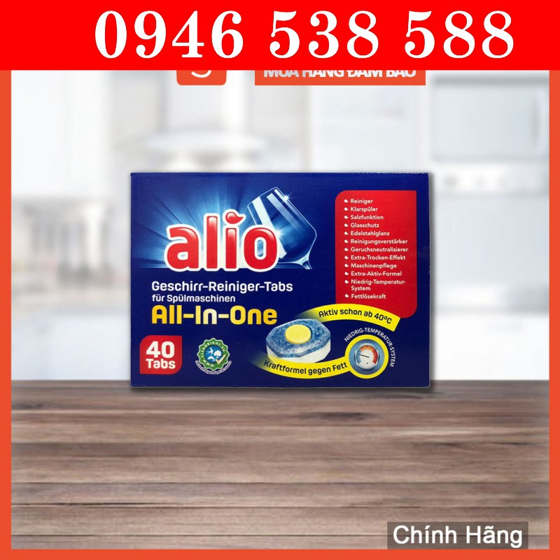Combo 2 hộp Viên rửa bát Alio All in one 40 viên (80 viên)