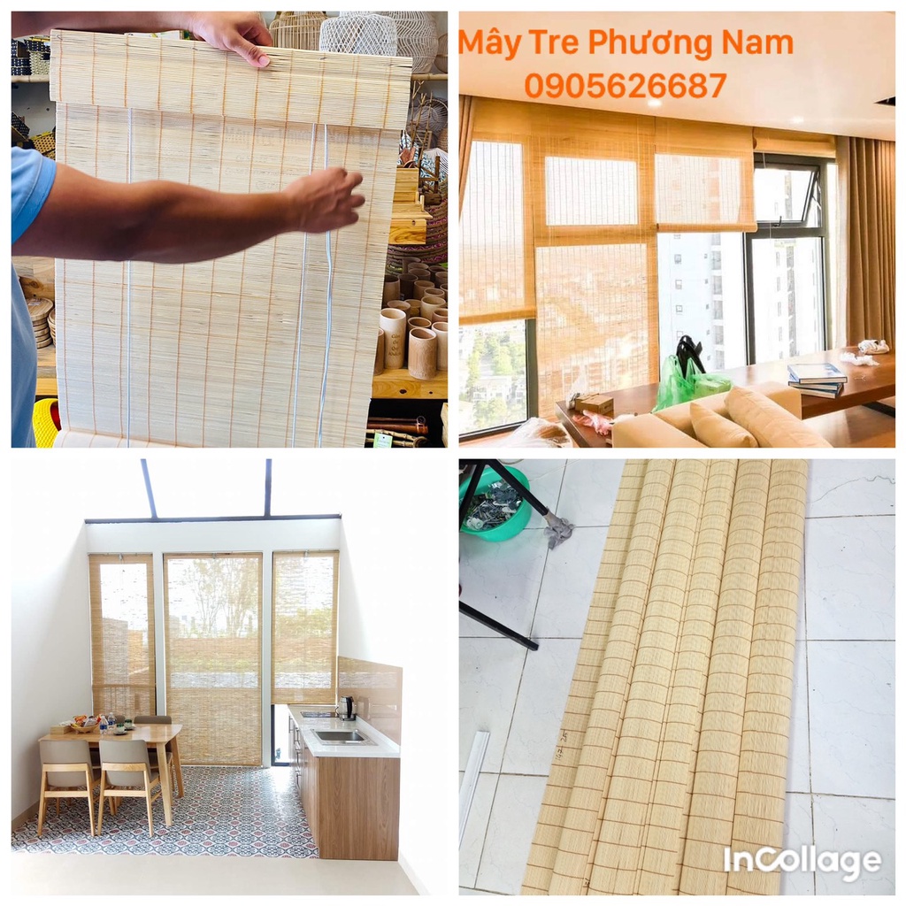 màn sáo tre treo cửa sổ trang trí siêu đẹp có đủ dây kéo phụ kiện lắp đặt