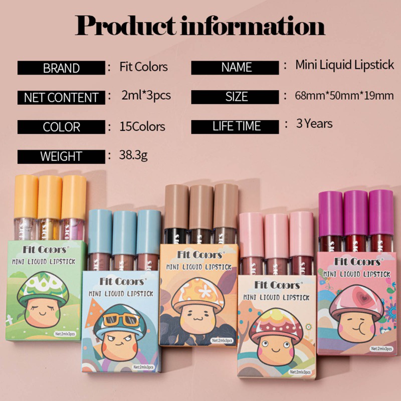 Set 3 Son Kem Lì Mini Chống Nước Lâu Trôi Suốt 24 Giờ