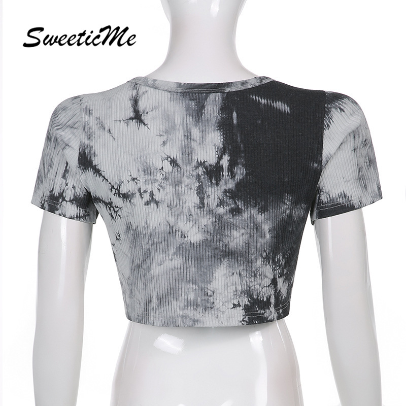 Áo Thun Nữ Ngắn Tay Cổ Chữ V In Hình Màu Mực Thời Trang 2021 | BigBuy360 - bigbuy360.vn