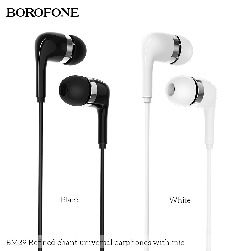 Tai nghe nhét tai BOROFONE BM39 chống ồn, nghe hay có mic đàm thoại, dây dài 1.2m - Chính hãng