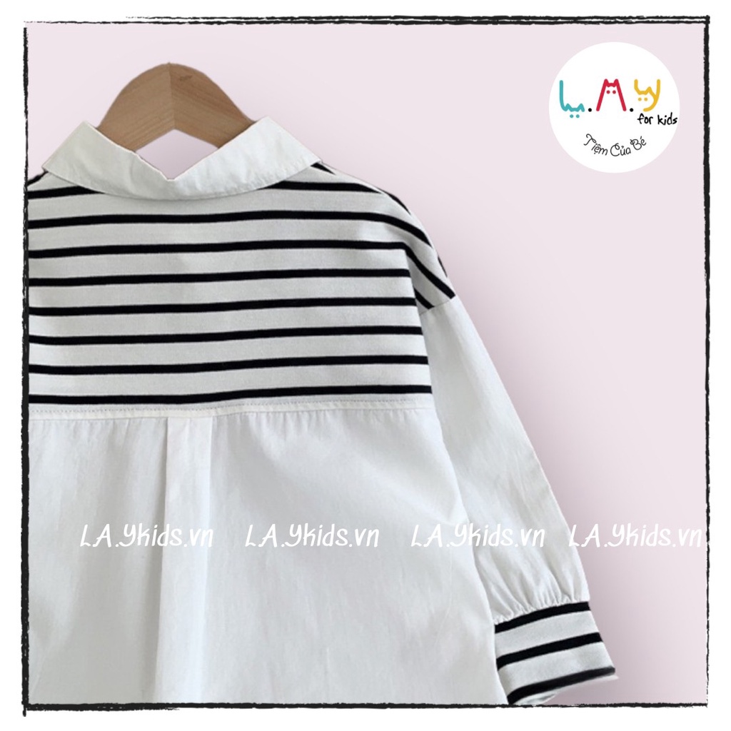 Áo Đôi Sơmi Bé Trai Áo Váy Bé Gái Cải Kẻ Đen Trắng L.A.Y kids