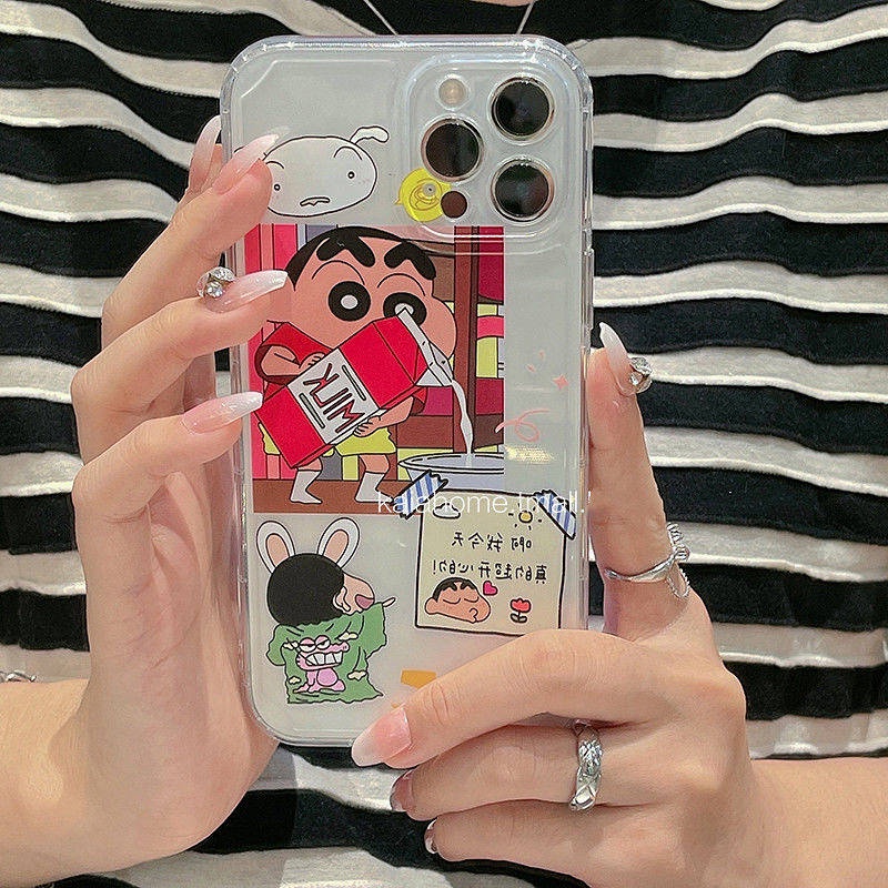 Dilireba Same Style Crayon Xiaoxin Iphone13 Phone Case Xsmax Transparent XR Cartoon 78plus All-Inclusive ijAA