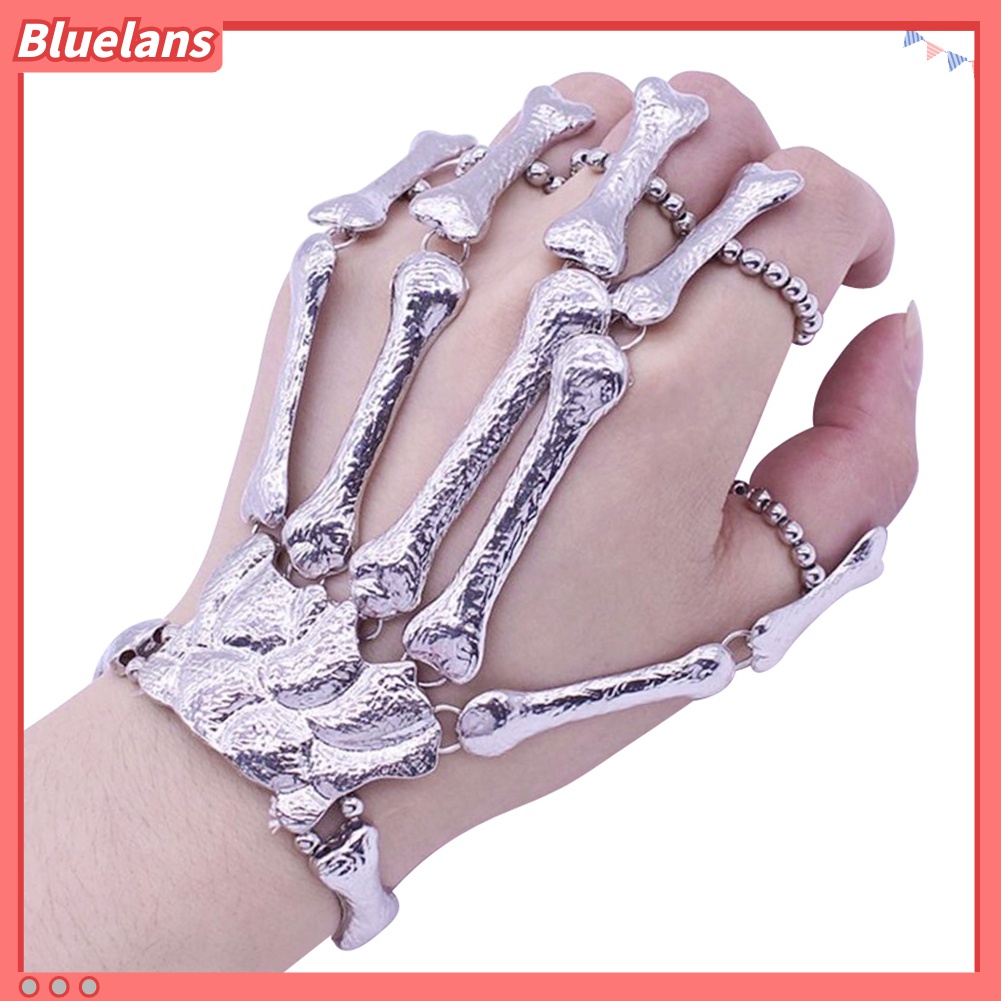 Vòng Đeo Tay Kèm Nhẫn Hình Xương Bàn Tay Phong Cách Gothic Punk 48h