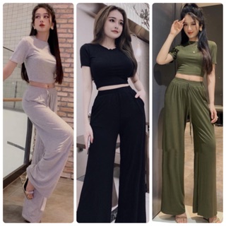 SET ÁO CROPTOP QUẦN ỐNG RỘNG