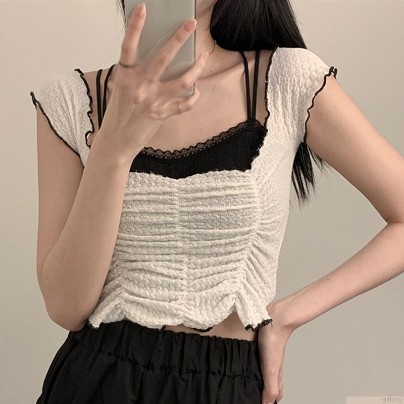 Áo lót ren không tay màu trơn thoáng khí có đệm ngực cho nữ