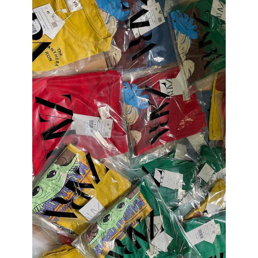 Áo thun phông bé trai ZARA xuất dư cộc tay Dragon Kids