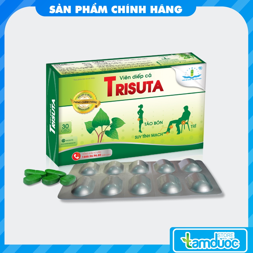 Viên Diếp Cá Trisuta (30 viên) Hỗ Trợ Giảm Táo Bón, Trĩ, Suy Tĩnh Mạch