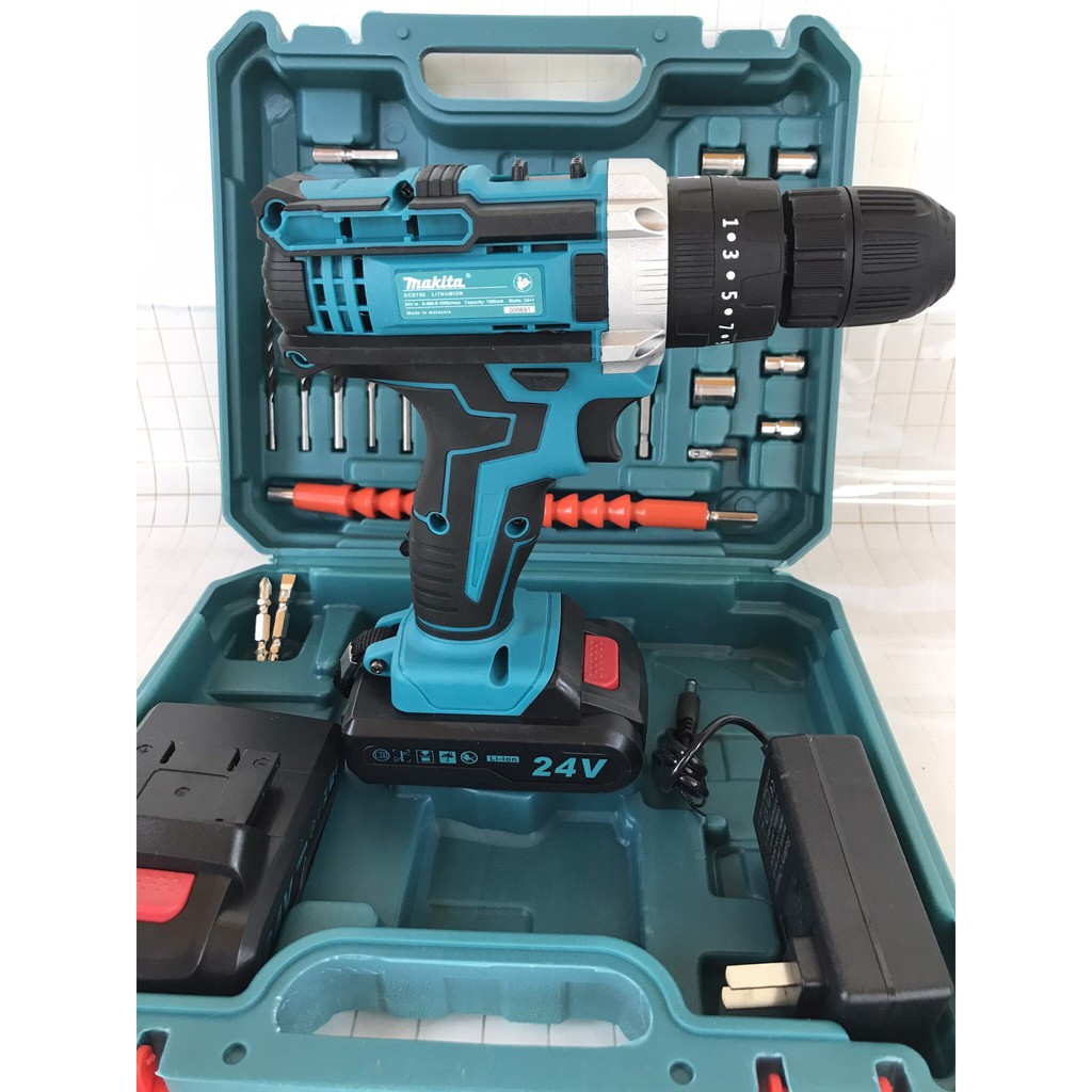 Máy Khoan Dùng pin MAKITA 24V -  - Máy bắt vít, máy khoan sắt,bắn vít - 2 Pin chuẩn 5 CELL 5.0