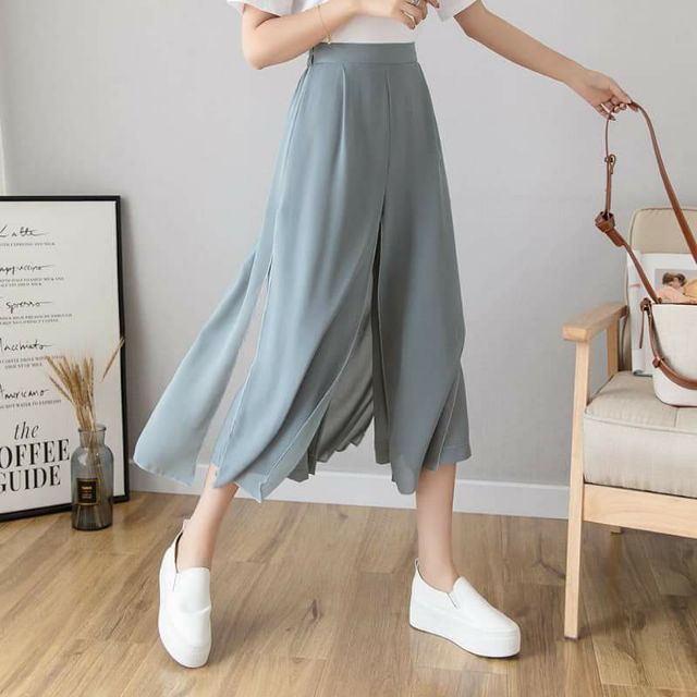[Mã SKAMLTSM9 giảm 10% đơn 99K] [Có sẵn] Quần ống rộng giả váy xẻ tà 2 lớp cực xinh chuẩn hàng Quảng Châu | BigBuy360 - bigbuy360.vn