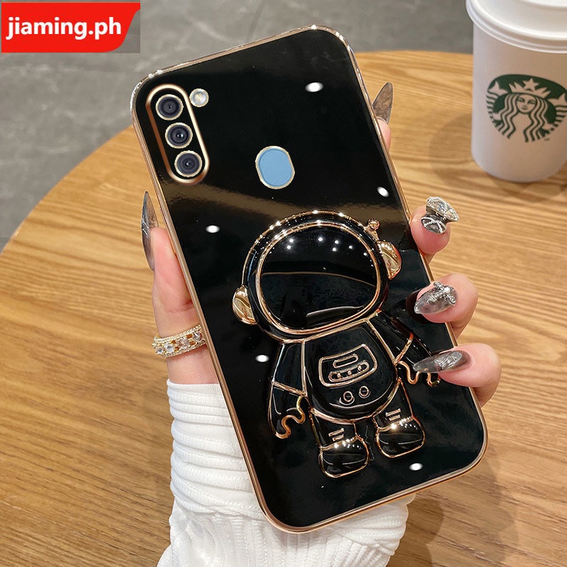 Ốp Điện Thoại Mềm Mạ Điện Hình Phi Hành Gia 3D Có Giá Đỡ Cho Samsung A11 A12