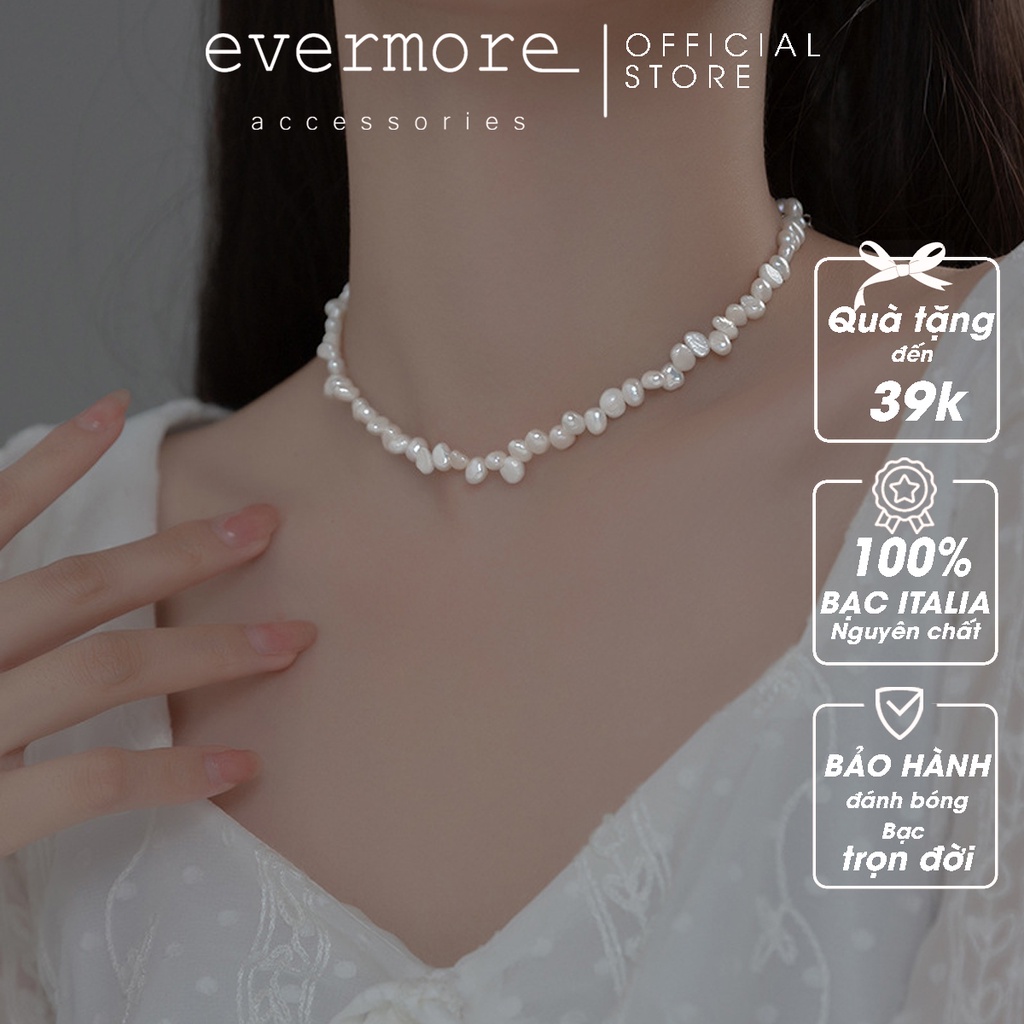 Dây chuyền bạc ngọc trai EVERMORE, vòng cổ ngọc trai nhân tạo cao cấp, phong cách minimalism, thanh lịch - D022