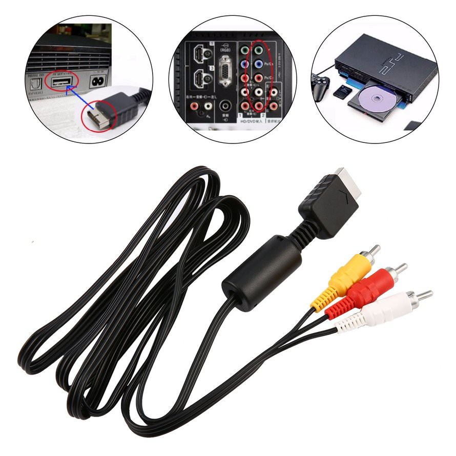RCA Dây Cáp Av Dài 1.8m Dùng Cho Máy Chơi Game Ps2