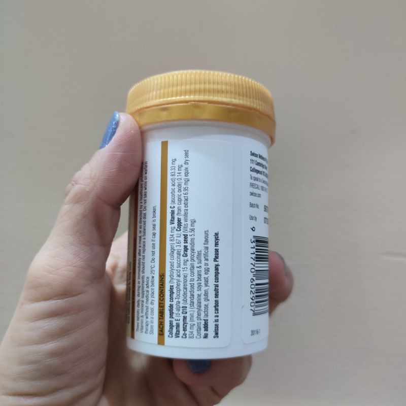Viên Swisse Beauty Collagen Glow With Collagen Peptides 60 viên và bột 120g