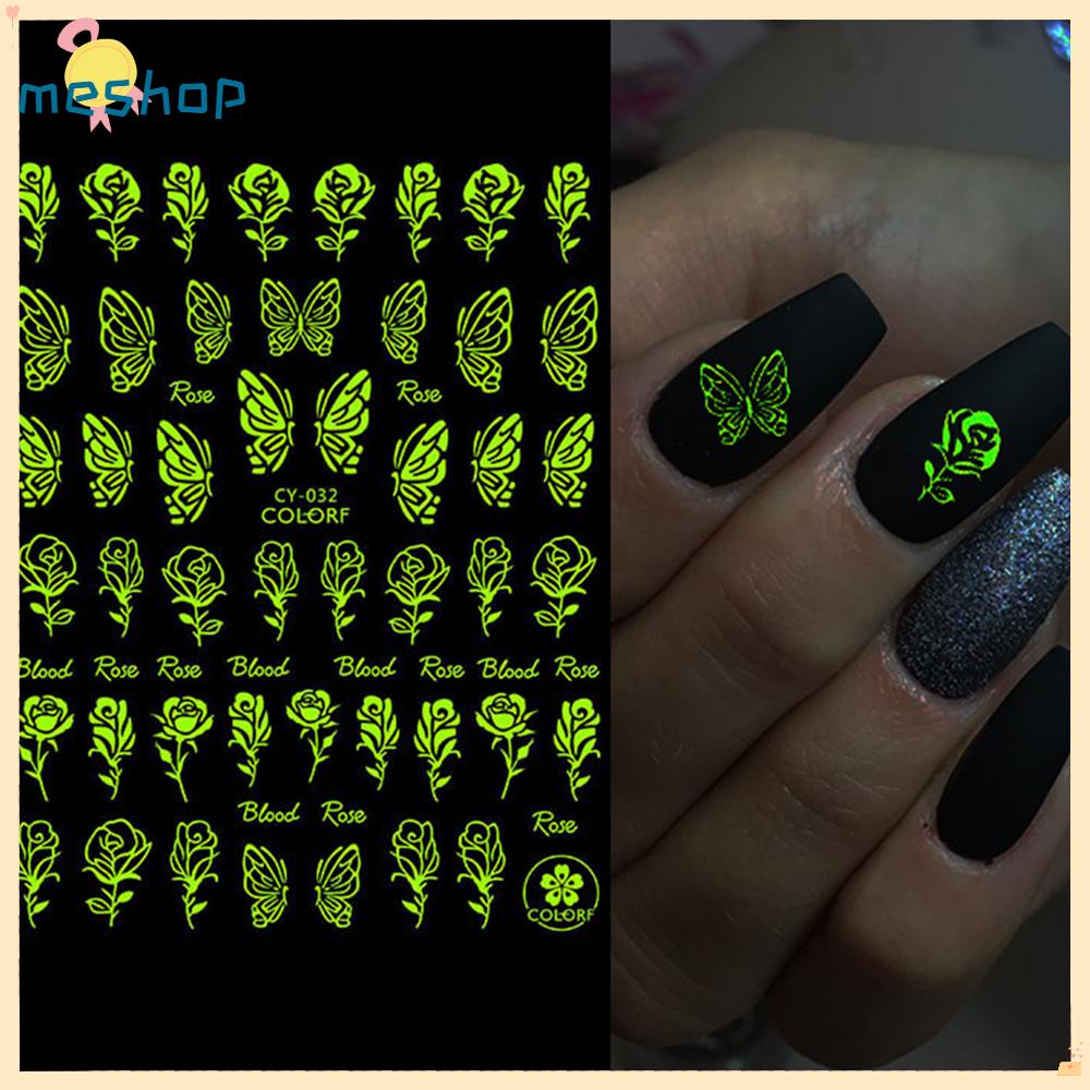Set 1 / 6 Hình Dán Móng Tay 3D Dạ Quang Độc Đáo Sáng Tạo