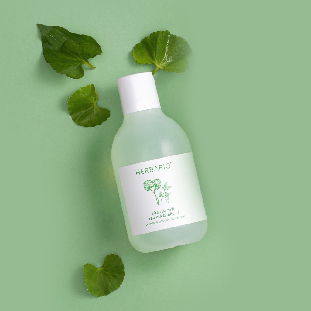 Sữa rửa mặt Rau má &amp; Diếp cá herbario 200ml sạch mụn thuần chay