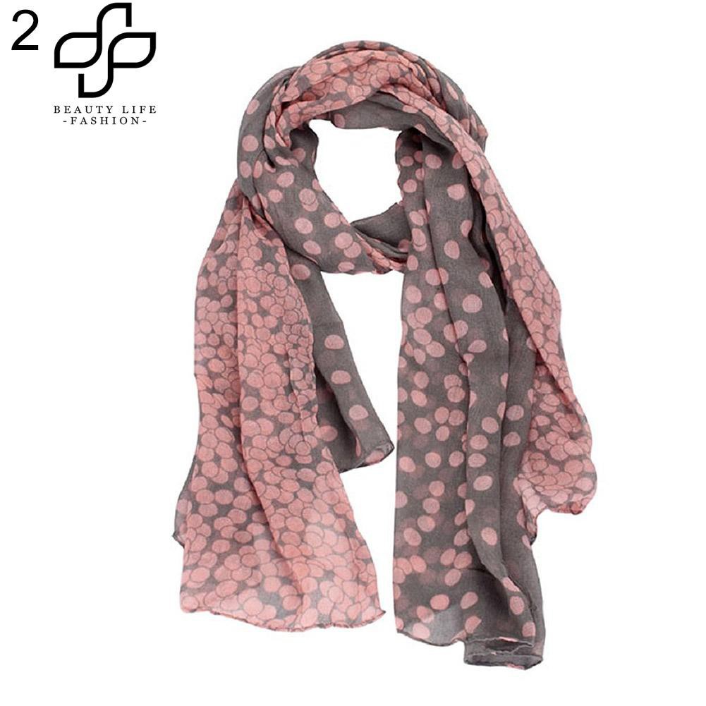 Khăn choàng cổ voan chấm bi 2 màu