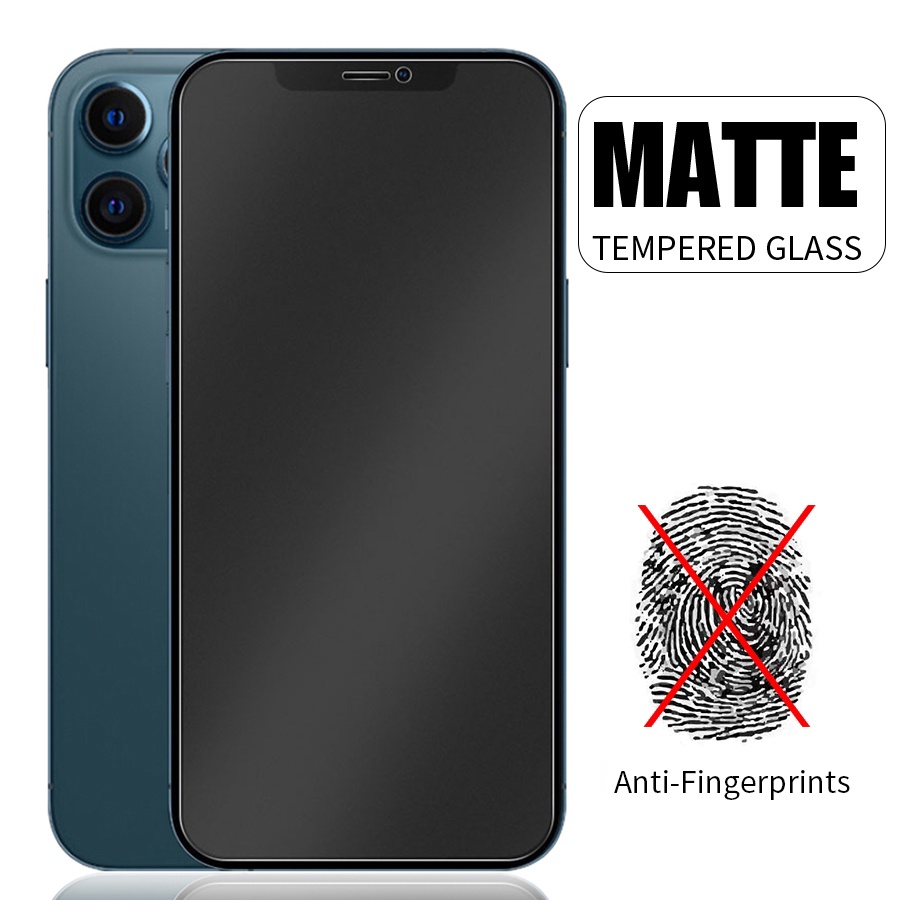 Kính Cường Lực Nhám Bảo Vệ Toàn Màn Chống Vân Tay Cho IPhone 11 12 13 14 15 Pro Max X XS XR 6 6S 7 8 Plus SE