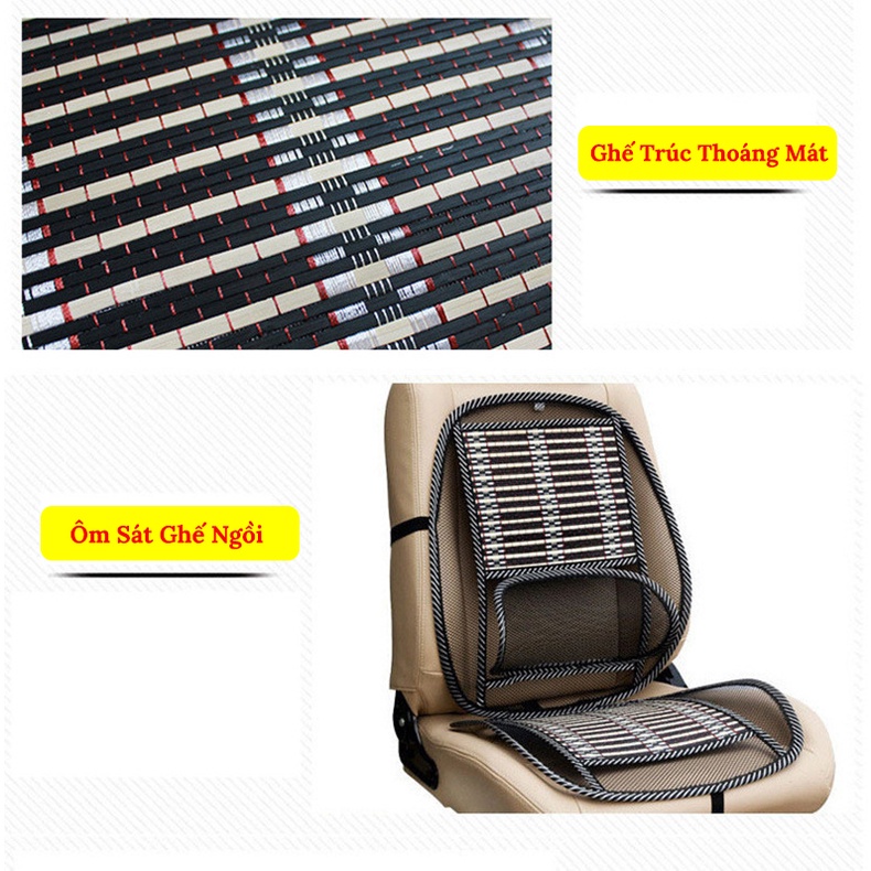 Bộ Lót Ghế Tựa Lưng Ô Tô, Ghế Văn Phòng Lưới Trúc Massage Lưng Chống Mỏi, Chống Nóng Hiệu Quả CARZONE.TOP
