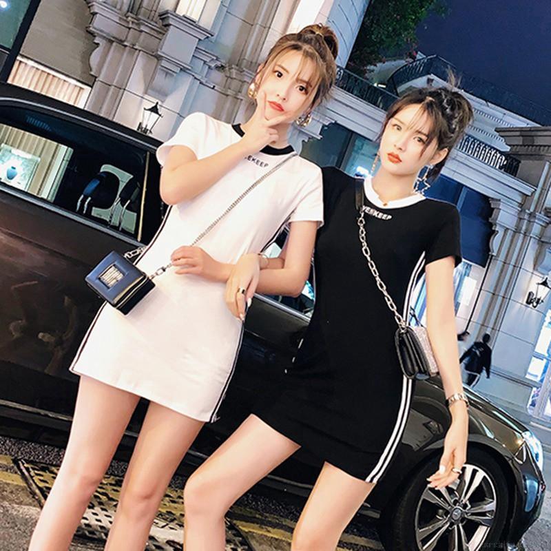 Women Sexy Short Sleeve Slim Striped Bodycon Dress
