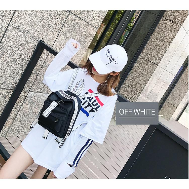 OFF WHITE Ba Lô Thời Trang Hàn Quốc Xinh Xắn Dành Cho Nữ